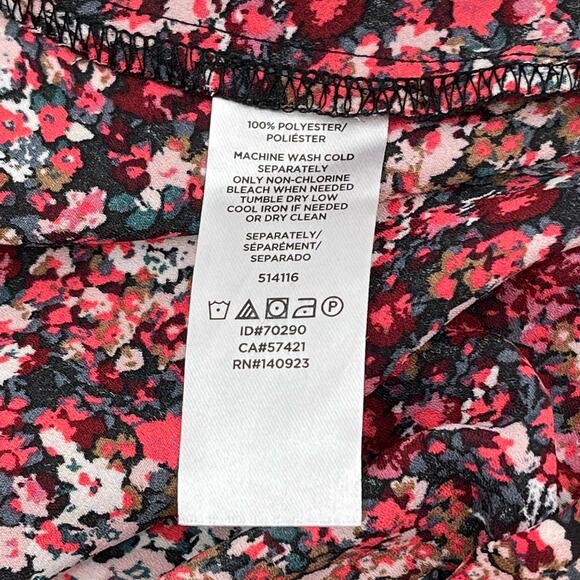 Loft Outlet Sz S Pink Floral Long Sleeve Faux Wrap Top Shirt V Neck Bottom Tie - Picture 7 of 7